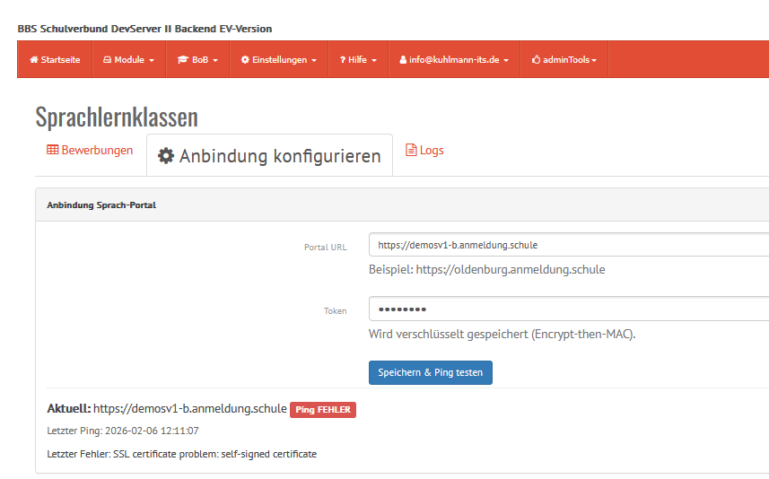 REST-Konfiguration im Backend